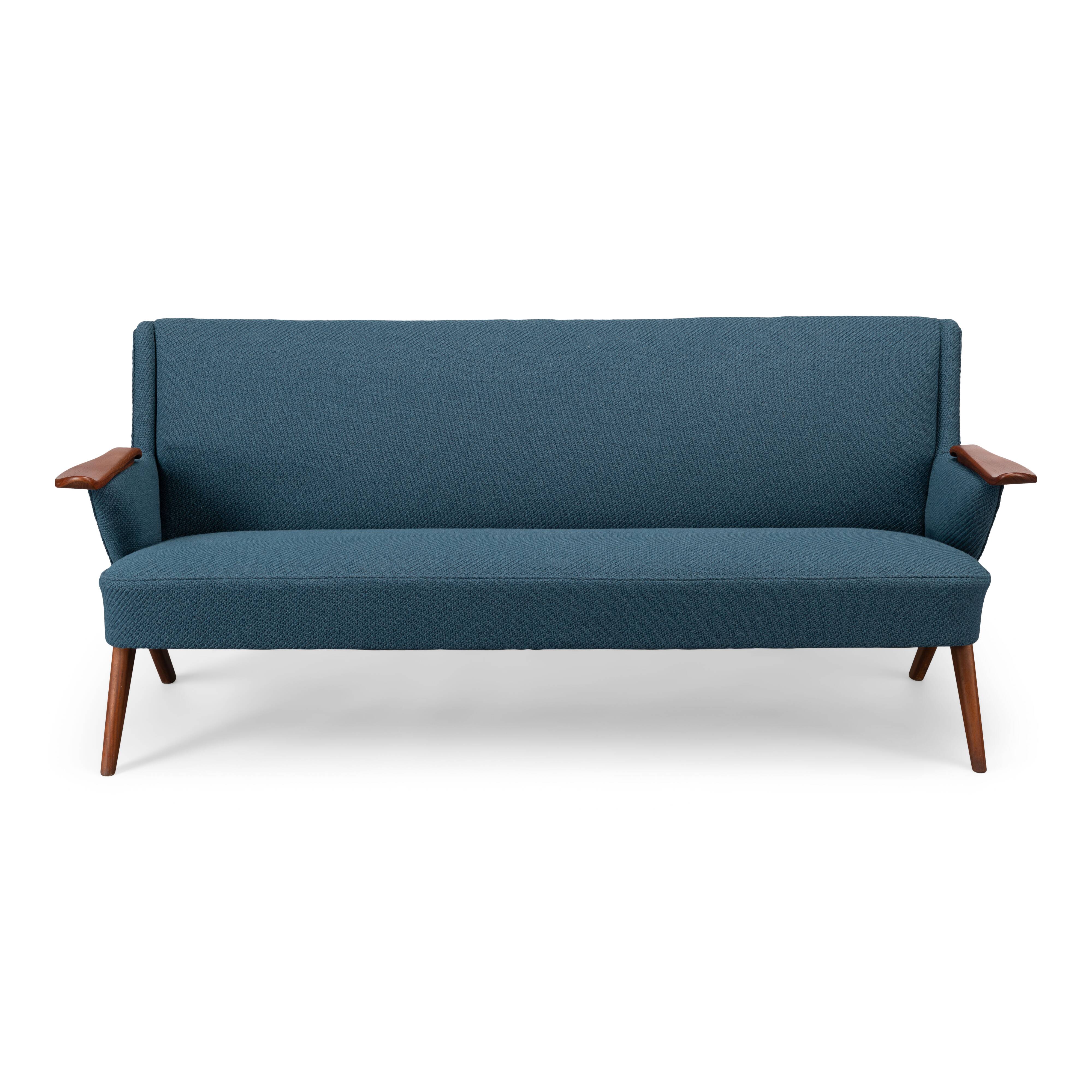 Danish reupholstered blue sofa by Johannes Andersen for CFC Silkeborg, 1960s