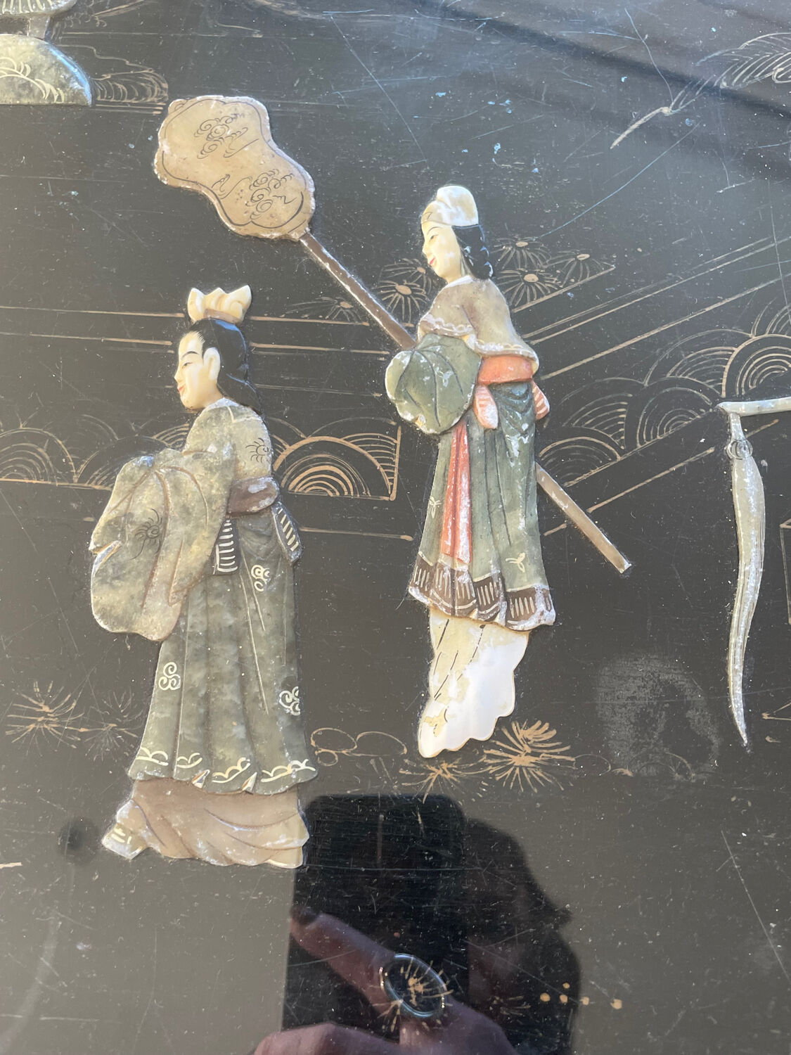 Carved wooden coffee table, Chinese craftsmanship.