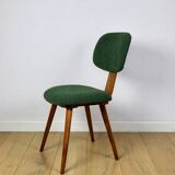 Vintage chair with green boucle backrest like Skoczek - set of 2 chairs