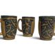 Quimper Odetta, three numbered cider cups signed from around 1920.