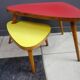 1958 side table unit in red and yellow