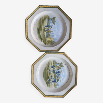 Duo of 18th century plates (creil Montereau)