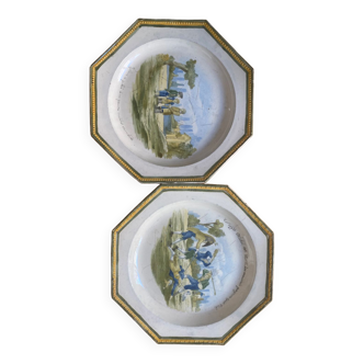 Duo of 18th century plates (creil Montereau)