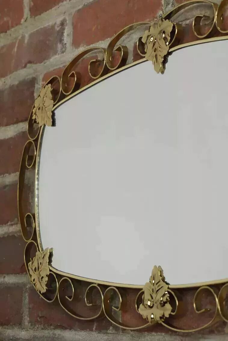 1950s oval brass mirror - 38x69cm