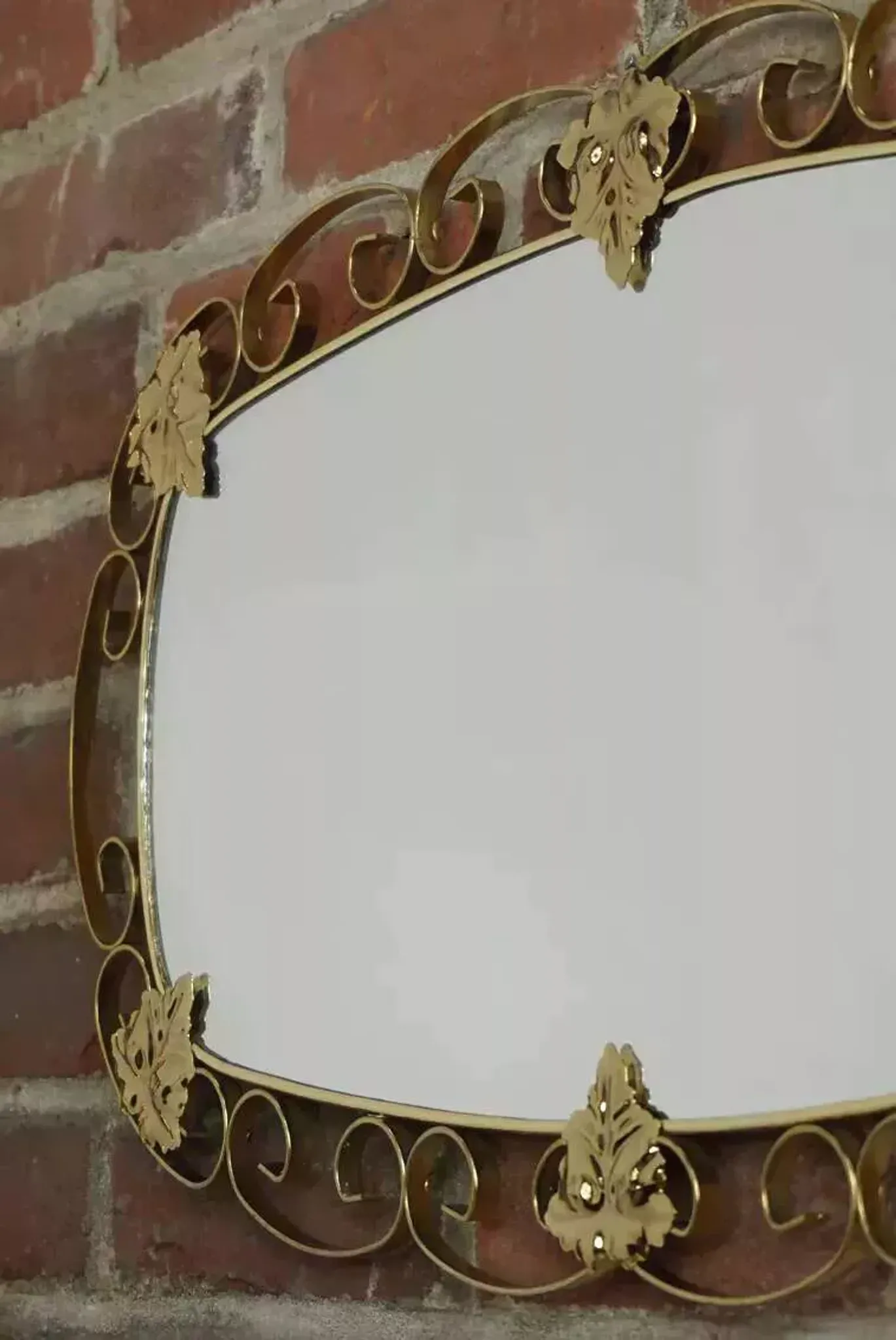 1950s oval brass mirror - 38x69cm