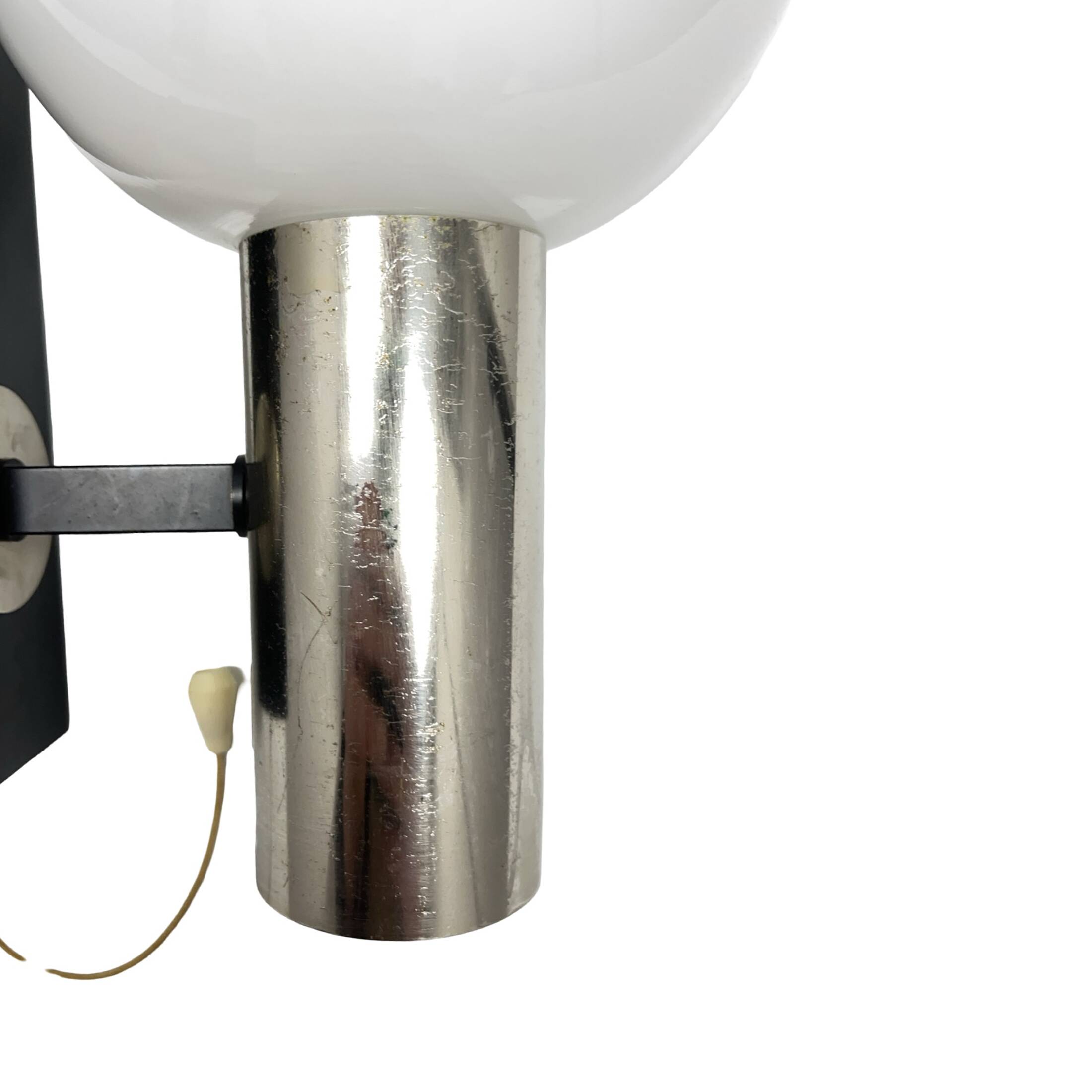 AKA Leuchten wall lamp, 1970s, Space Age chrome sphere, mid-century vintage