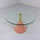Pink natural stone & glass side table 1980’s Italy
