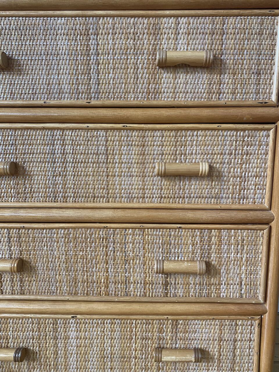 Vintage rattan chest of drawers