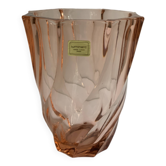 Vase verre rose