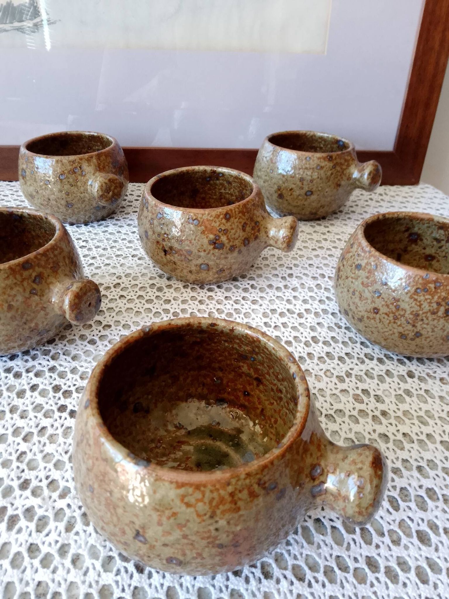 Service à soupe vintage en grès pyrité