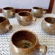 Service à soupe vintage en grès pyrité