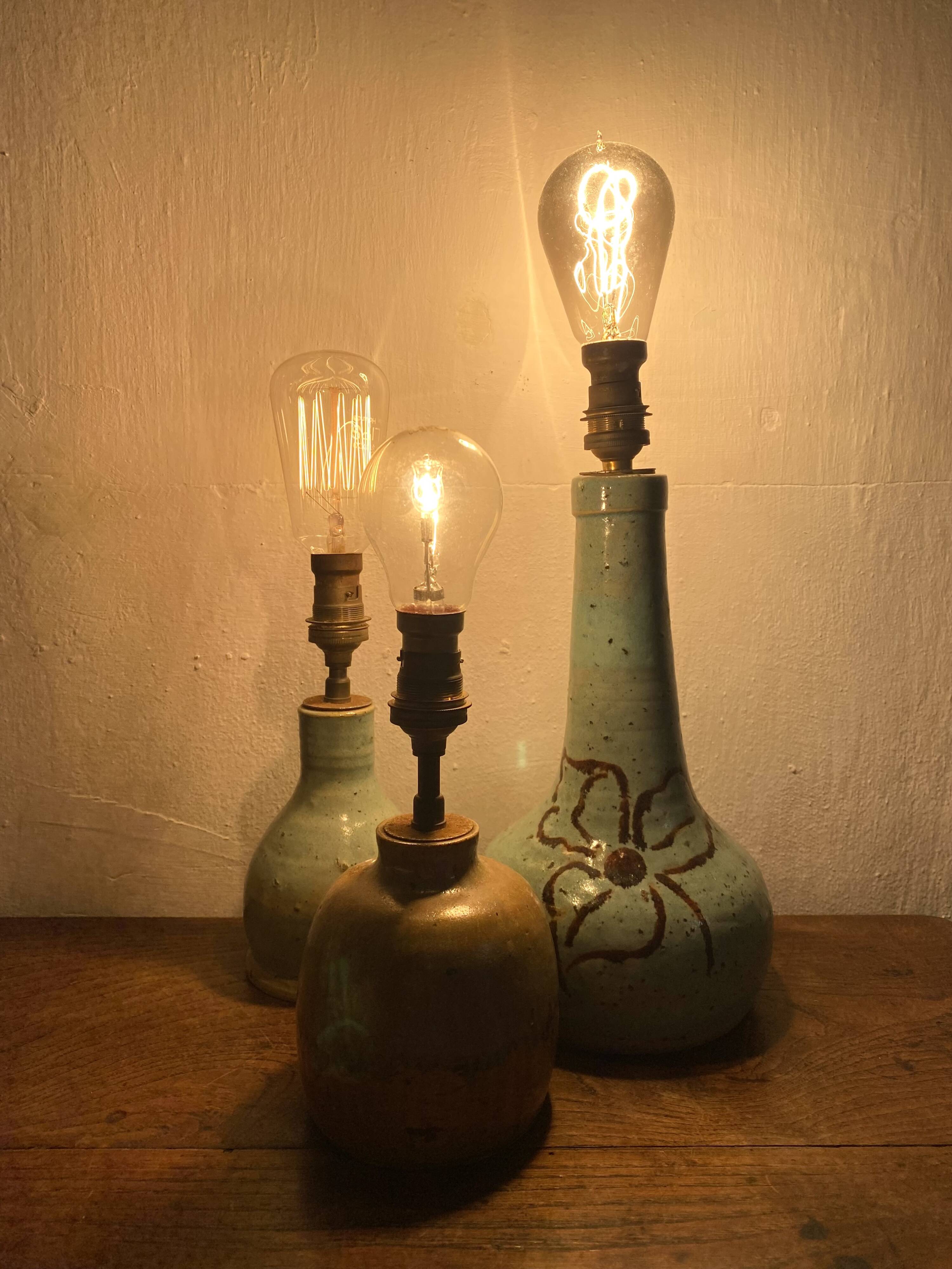 matching signed ceramic lamp bases