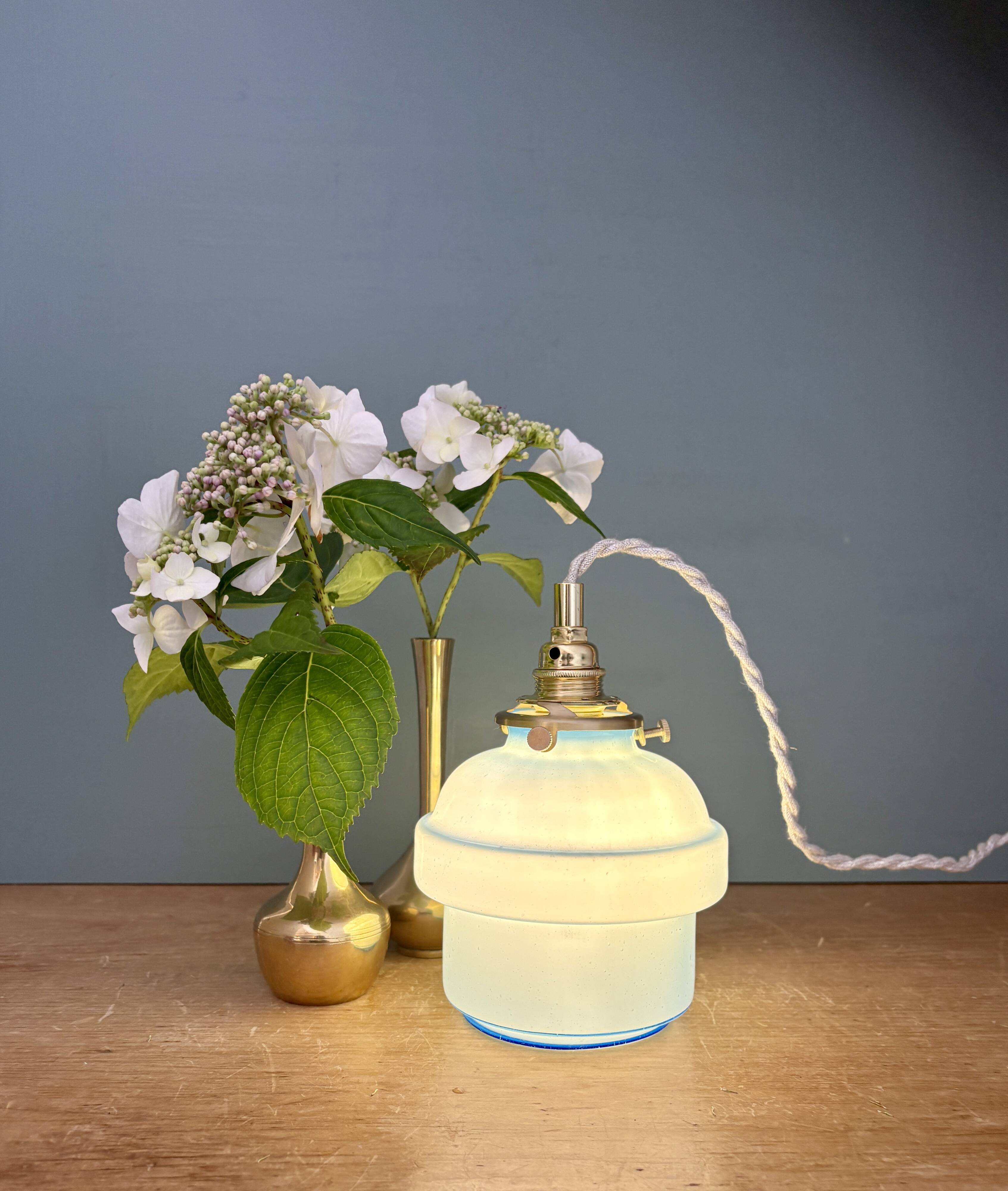 Vintage blue opaline globe pendant light