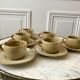 set of 6 stoneware cups and saucers Grès du Village 60s-70s