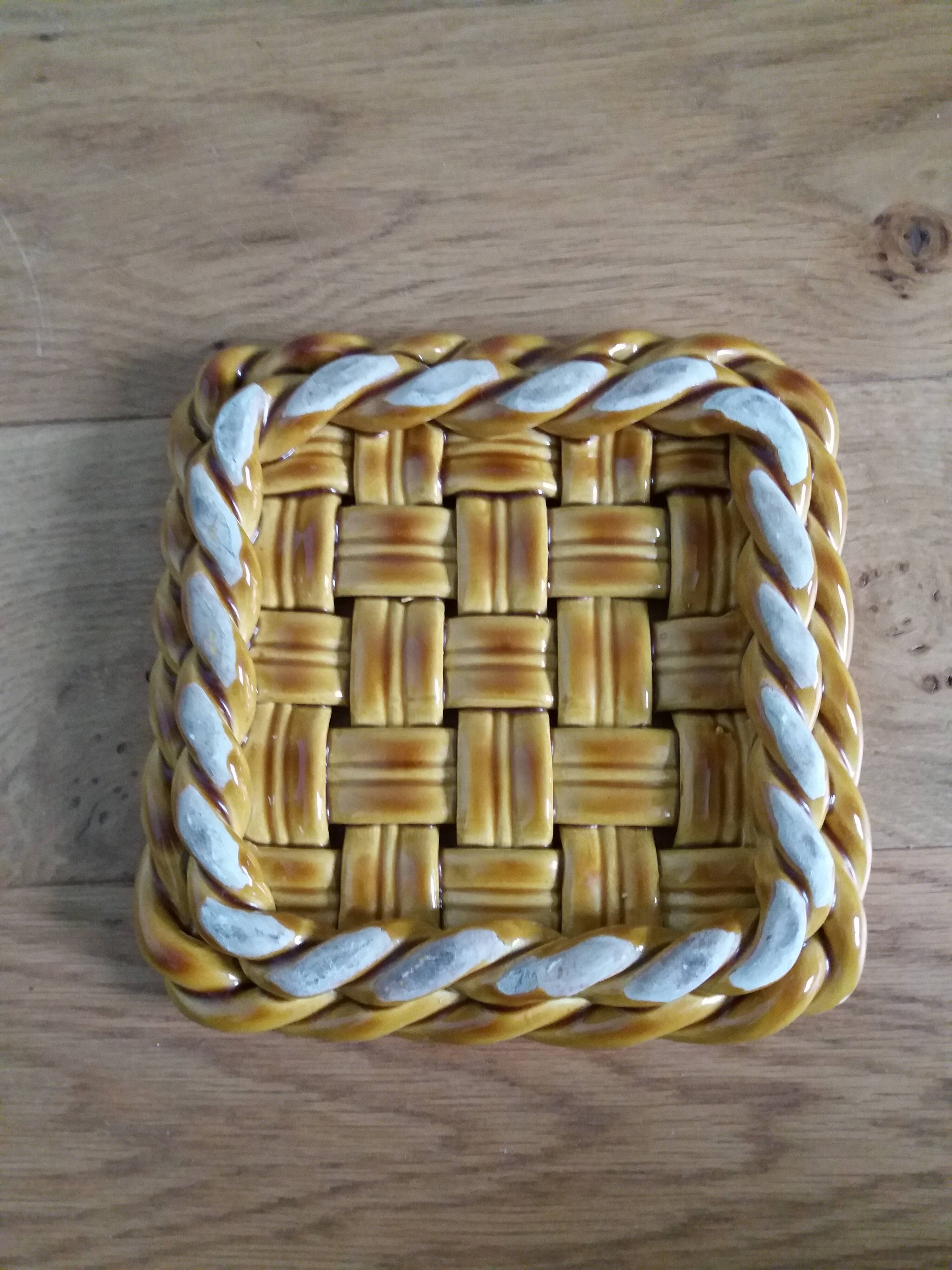 Openwork woven ceramic trivet