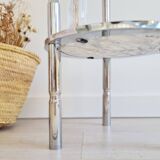 Chromed metal and marble side table, Italy, 1970s