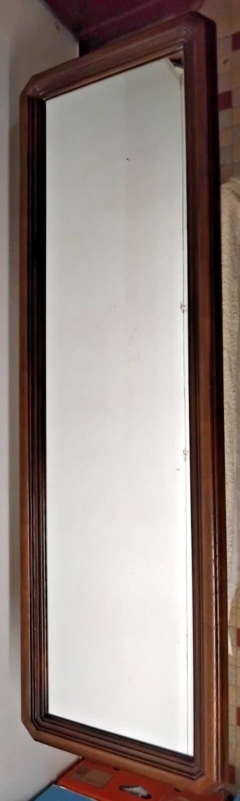 Vintage wooden rectangular mirror 129 x 39 cm