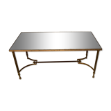 Table basse neo classique en laiton et miroir oxydé