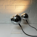 Space Age  sphere plexiglass table lamps pair, 1960-70s