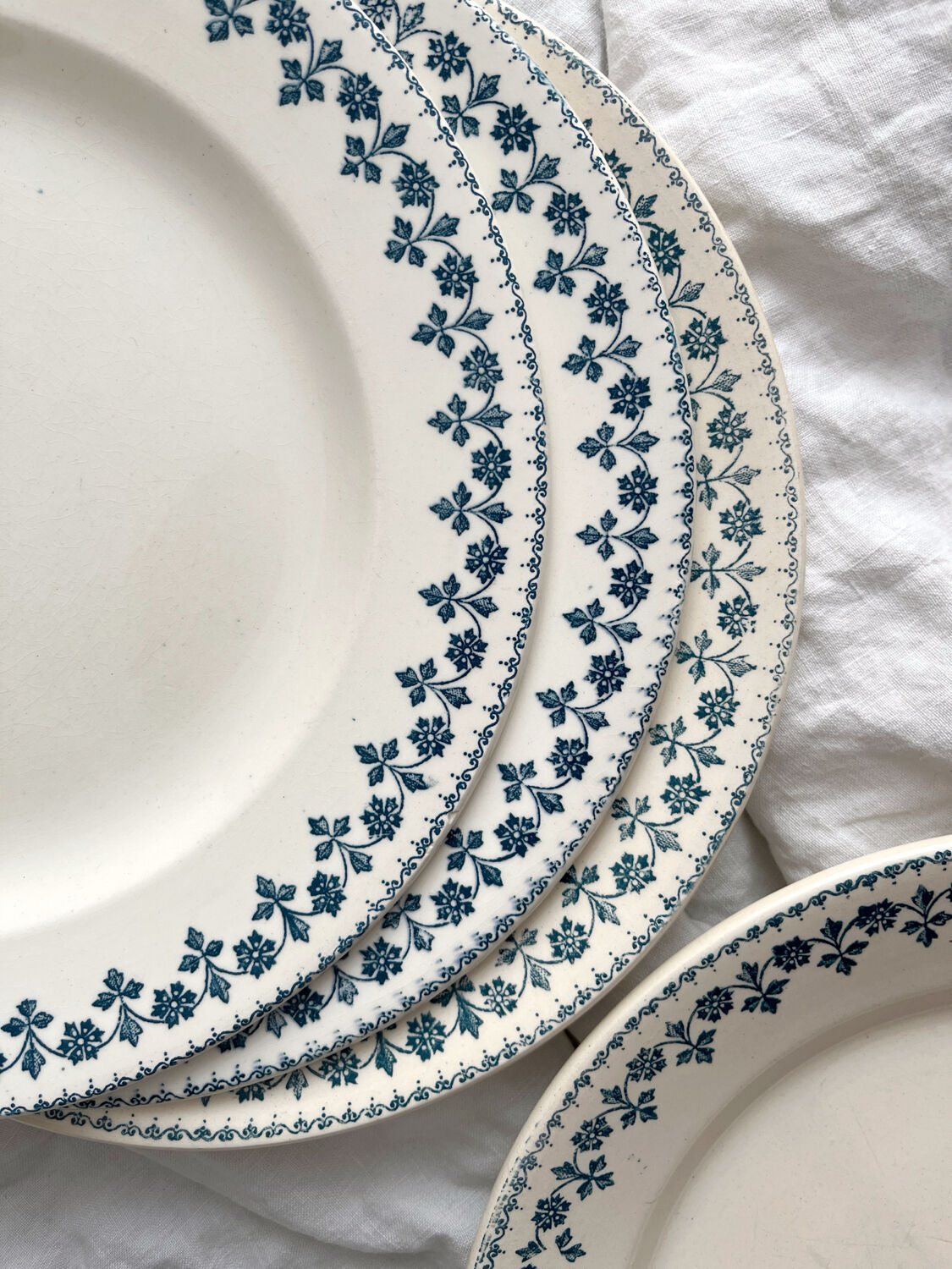 4 flat plates in “Barbeaux” ironstone, Clairefontaine earthenware