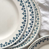 4 assiettes plates en terre de fer « Barbeaux » faience Clairefontaine