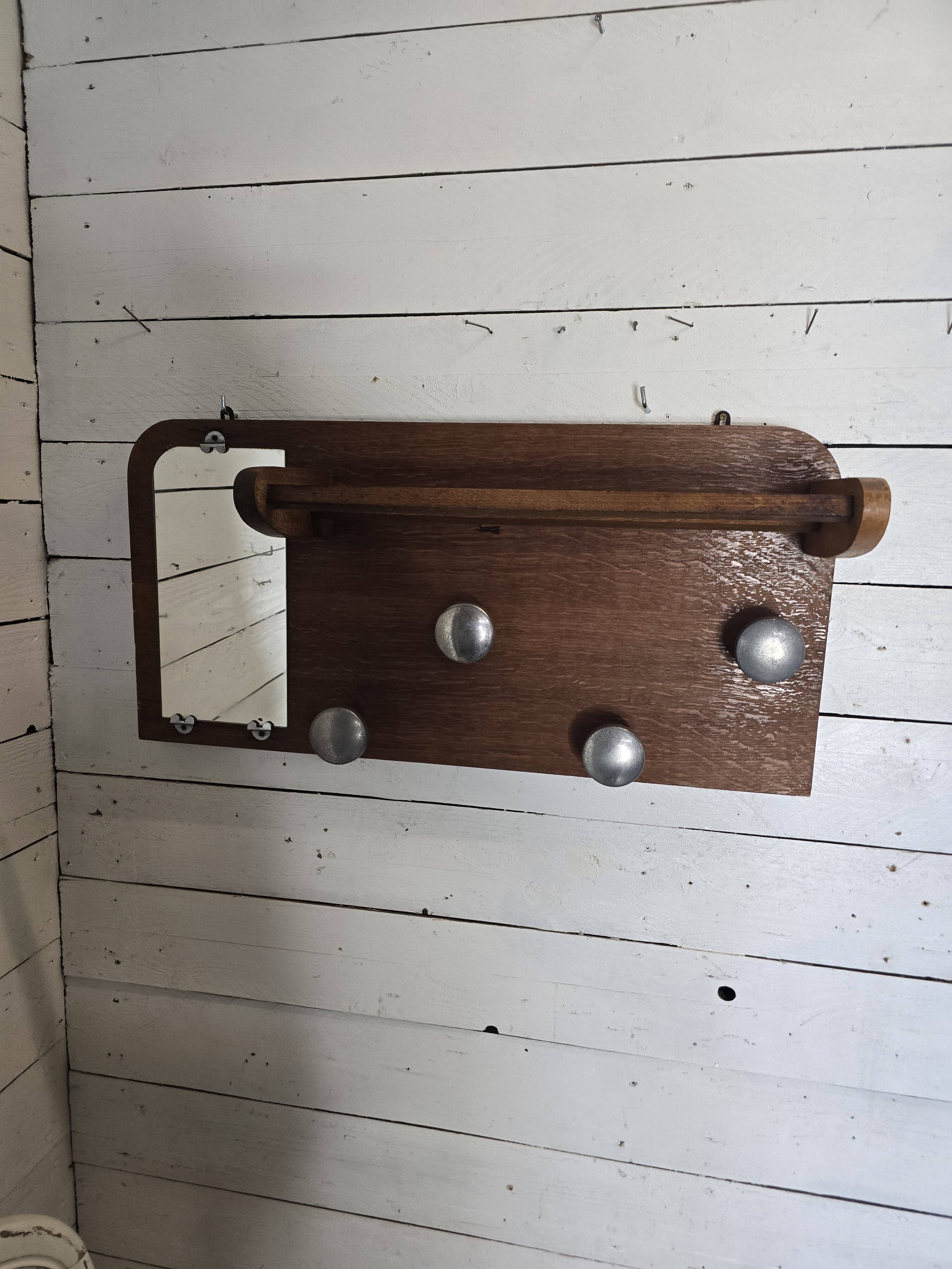 Vintage 60s oak coat rack