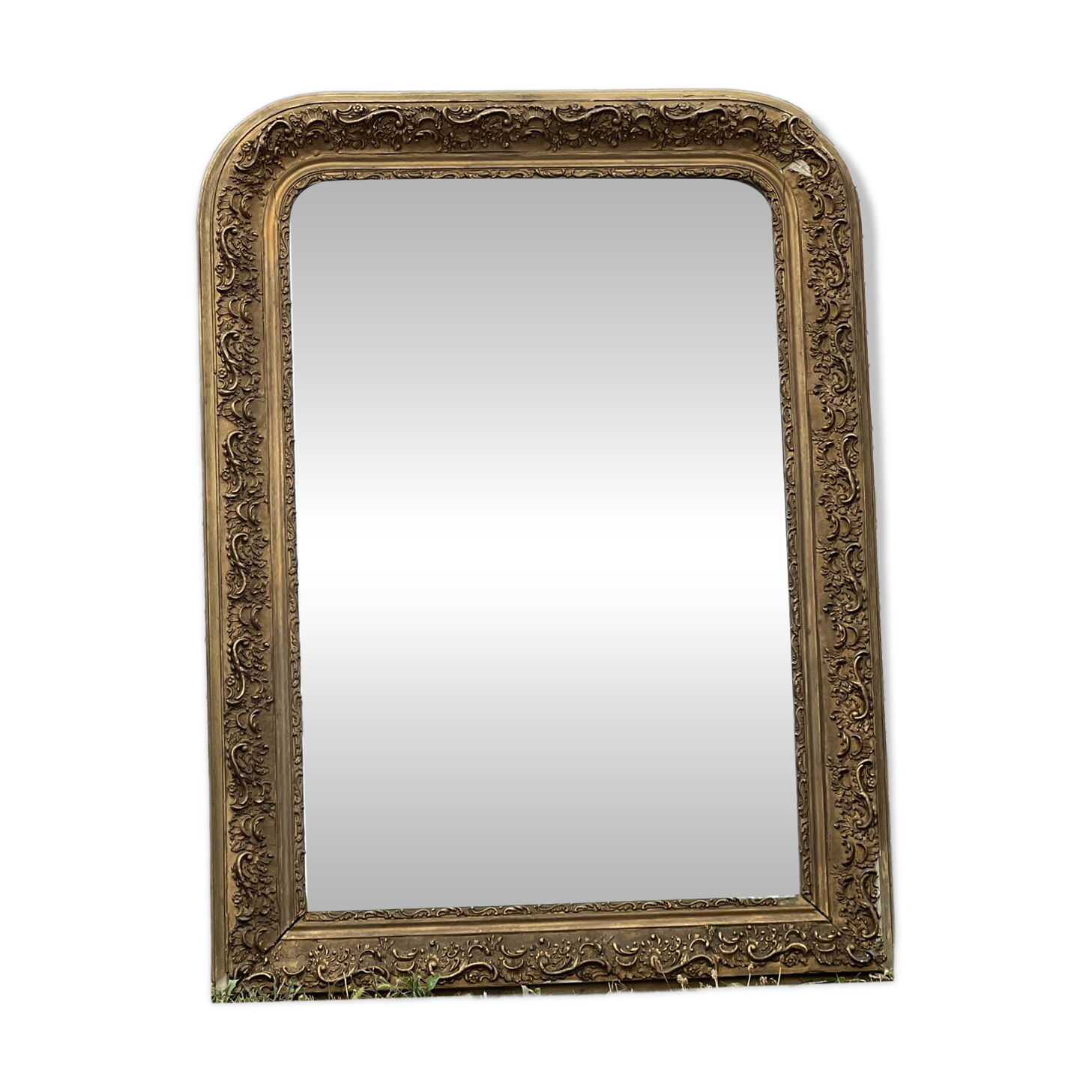 Large gilded sculpted Louis-Philippe mirror, mercury 104x77cm