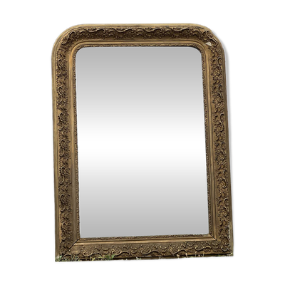 Grand miroir Louis-Philippe doré sculpté, mercure 104x77cm