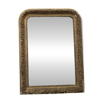 Grand miroir Louis-Philippe doré sculpté, mercure 104x77cm