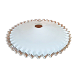 Vintage french frilled glass pendant shade white frosted glass clear edge 3649