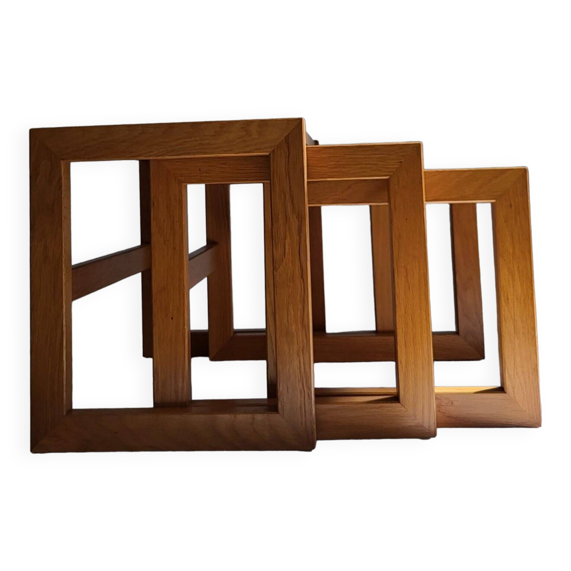 Modernist solid oak nesting table 1970