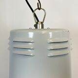 Industrial aluminium lamp with iron grid from siemens, 1980’s