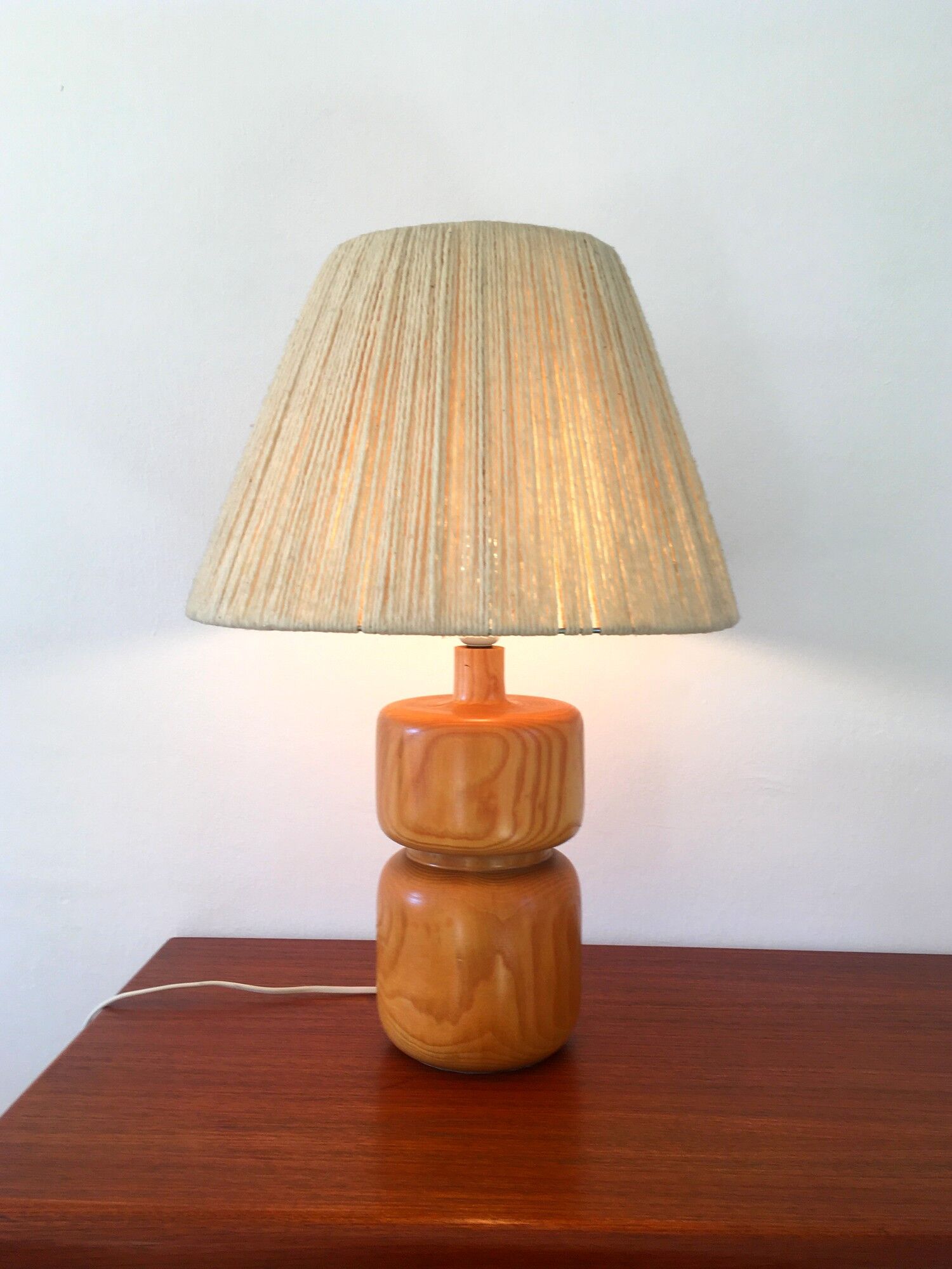 Vintage 1980s solid elm lamp