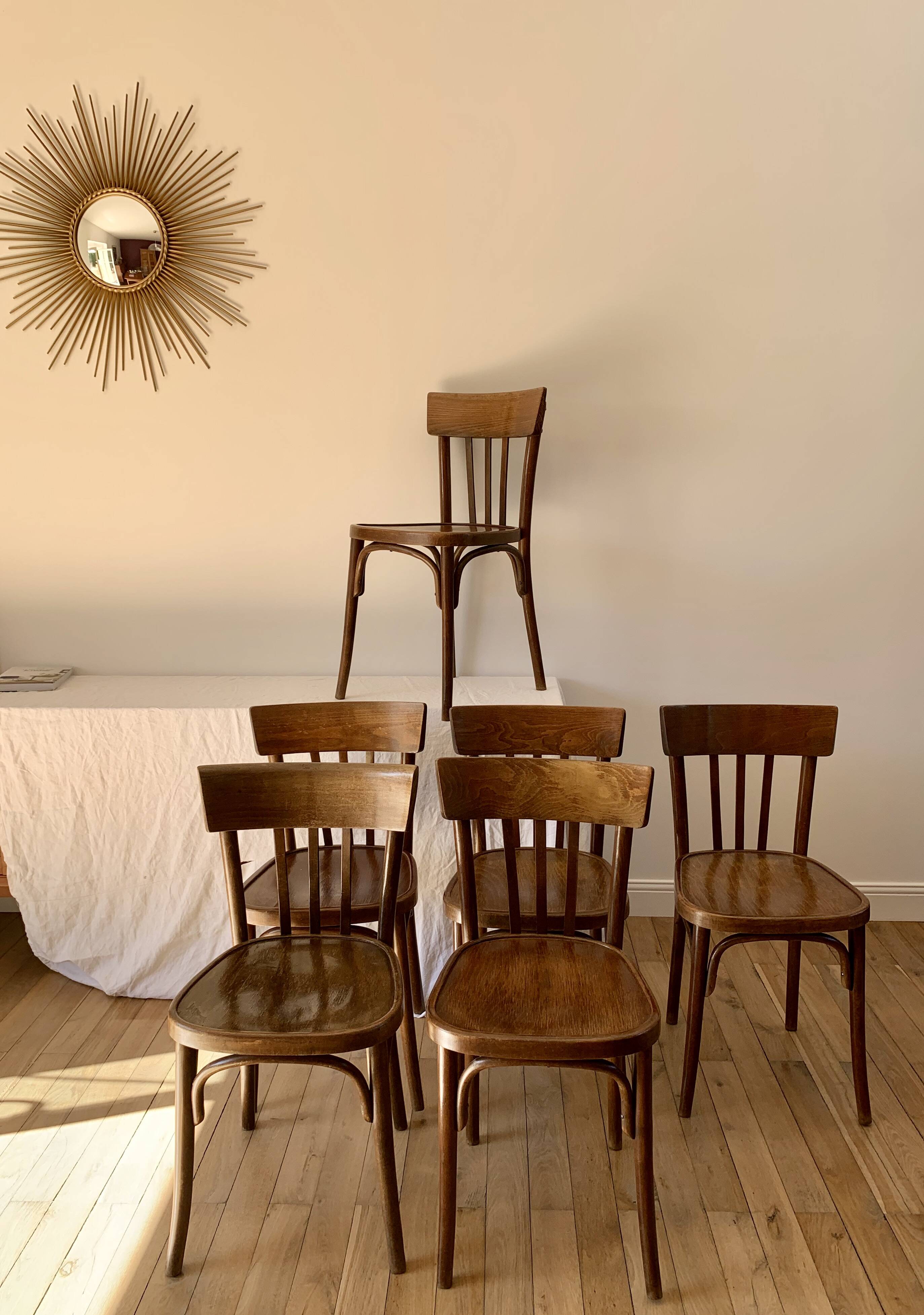 set of 6 bentwood bistro chairs from the 1950s