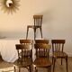 ensemble de 6 chaises bistrot en bois courbé années 50
