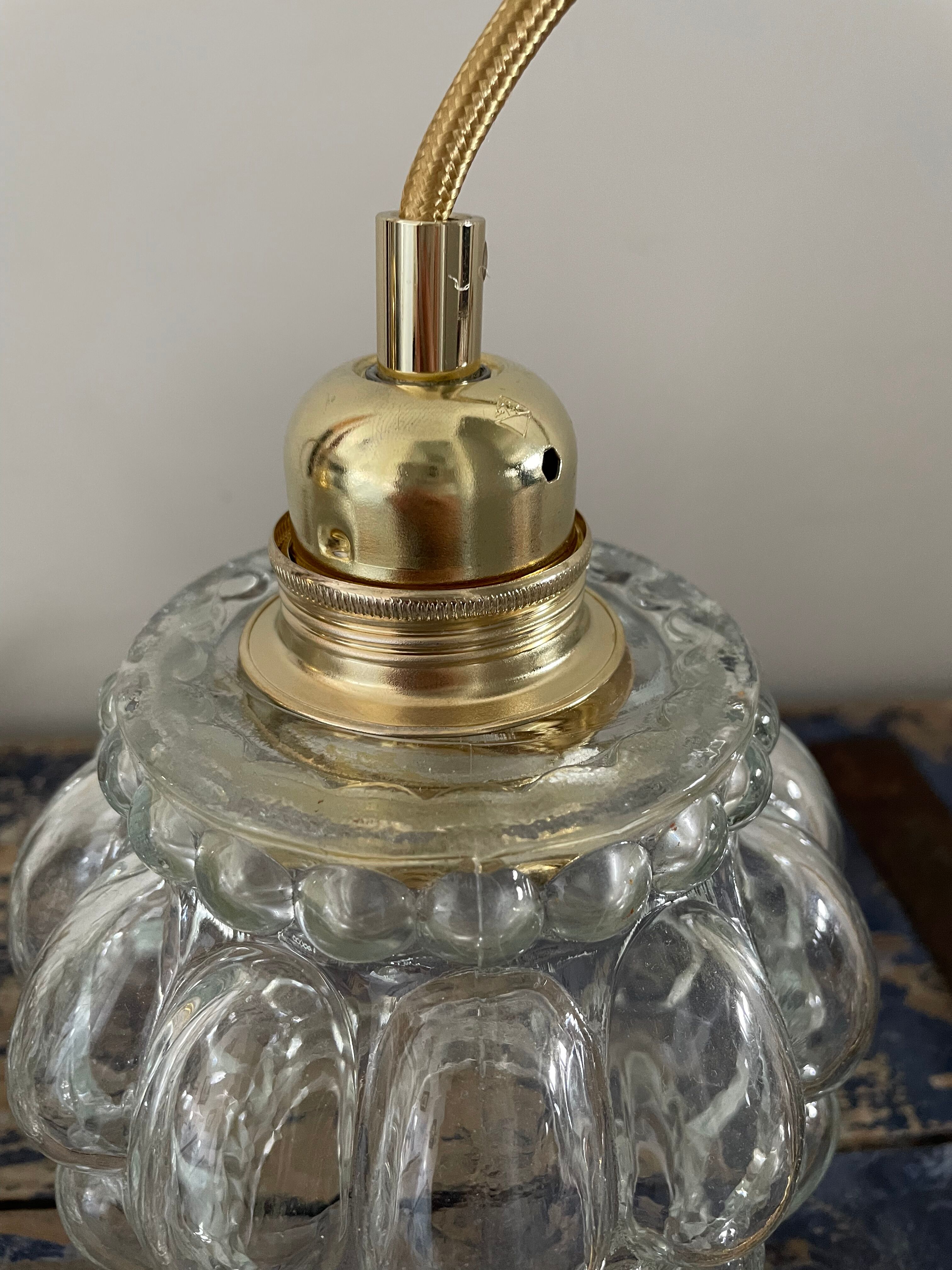 Set of two electrified chiseled glass walking lamps