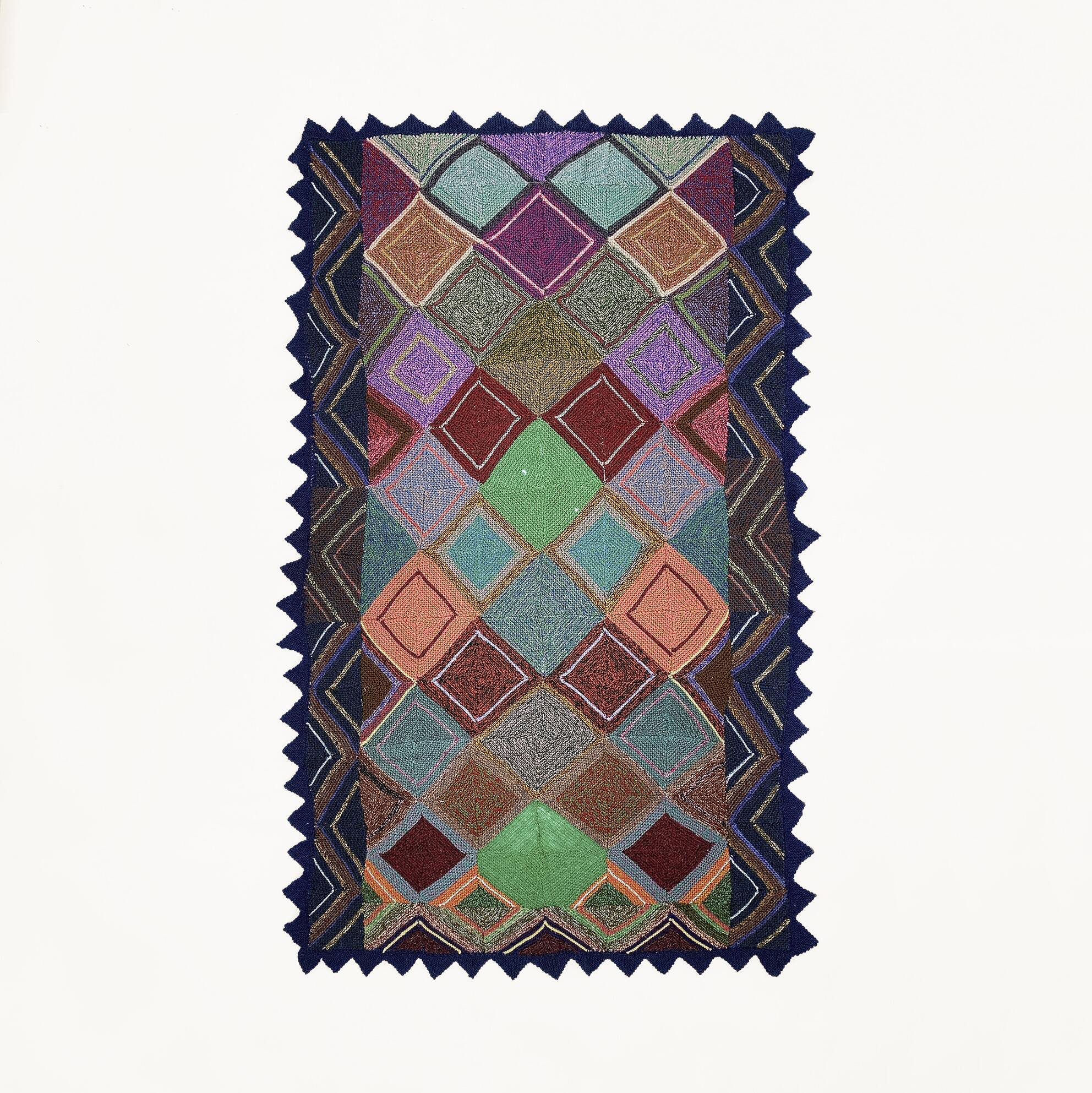 Knitted Diamond Throw Blanket Vintage 1970s