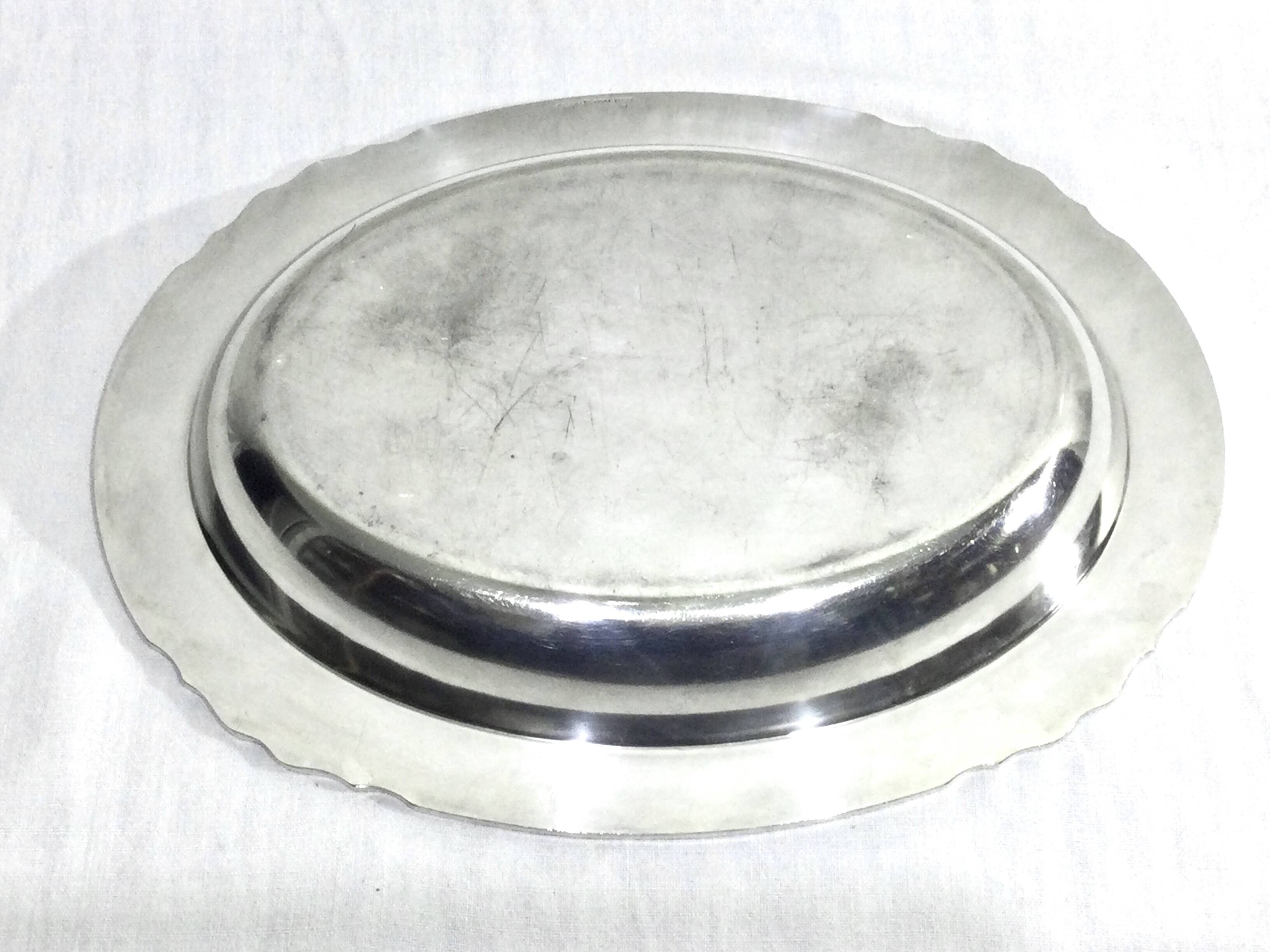 Gallia collection serving dish in silver metal