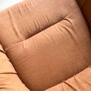 Velvet armchair in peach-orange, Steiner Paris France 1970