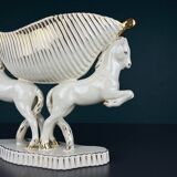 Antique ceramic vase with horses by Egisto Fantechi Maioliche Ceramic, Sesto Fiorentino, Italy, 1940s.