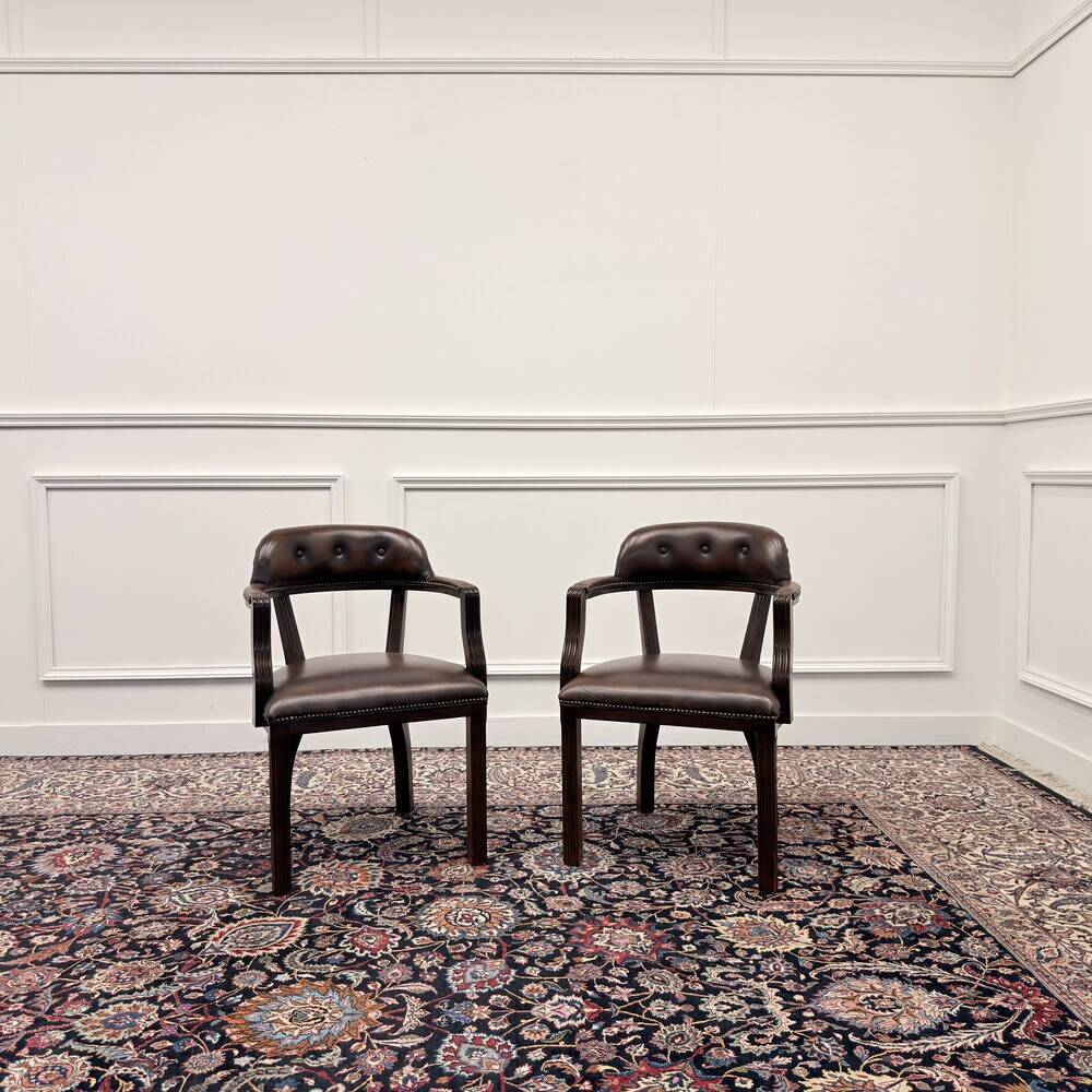 Set of English Chesterfield Desk Chairs
