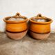Duo of glazed terracotta pots