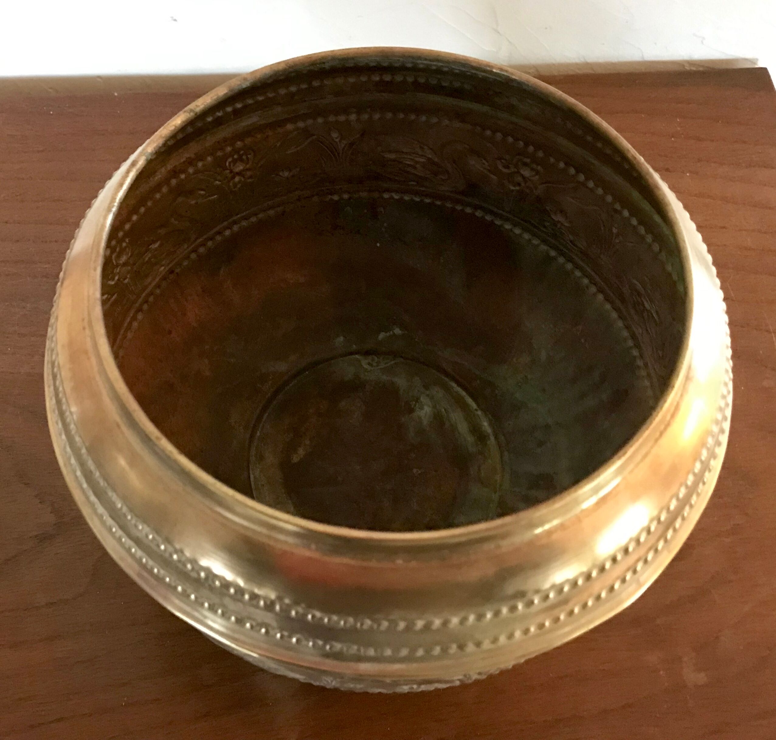 Cache-pot art déco cuivre et laiton