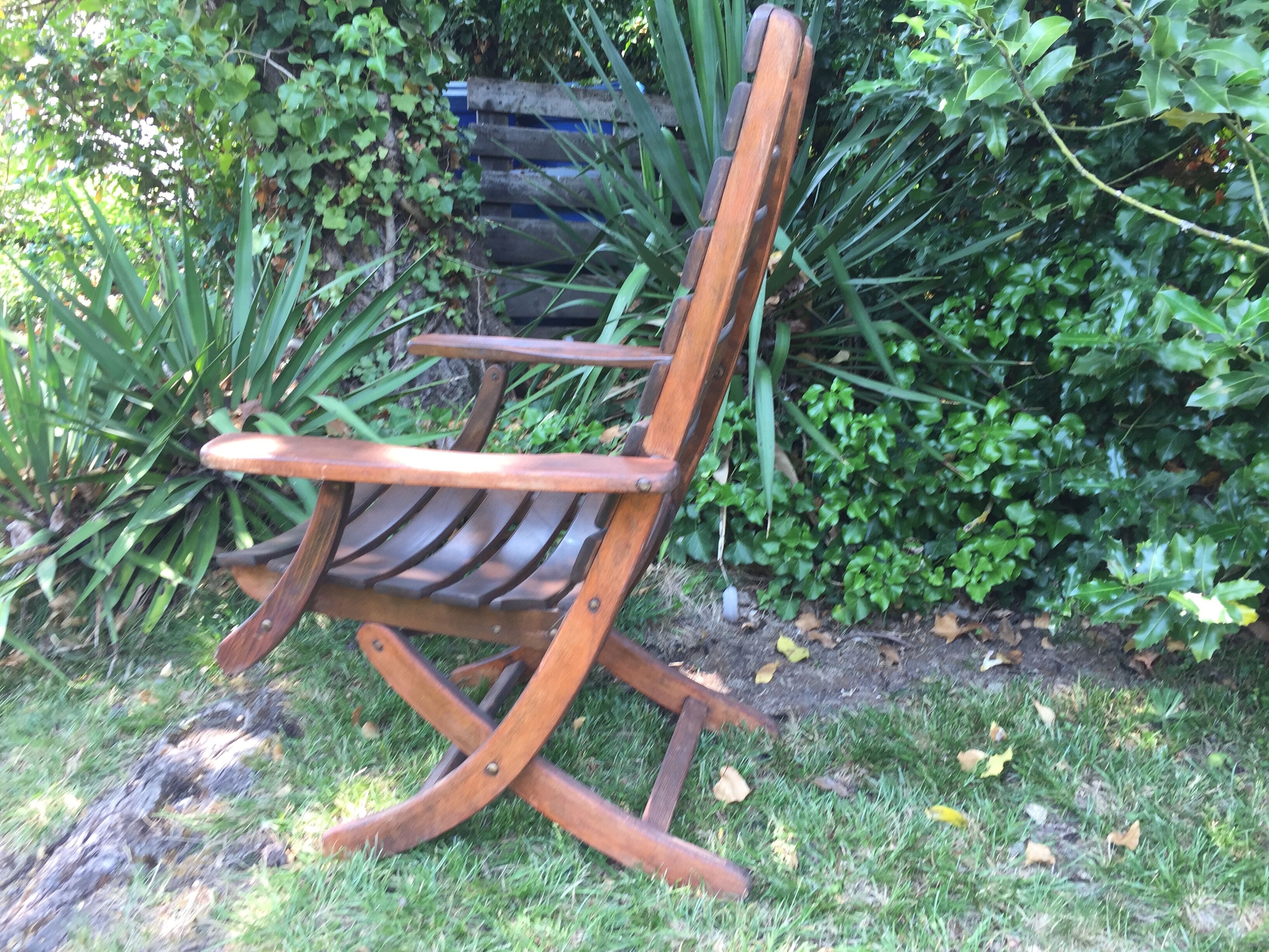Vintage wooden herlag folding armchair