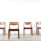 Set of 4 midcentury teak and leatherette chairs