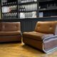 Pair of vintage low chairs, chrome and brown, France 1970