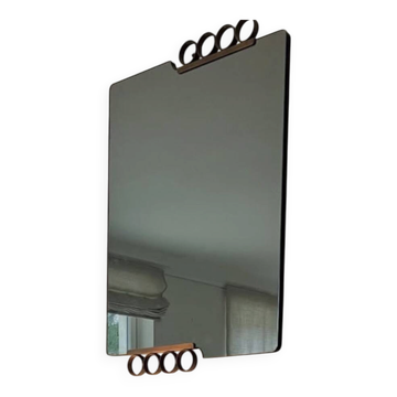 Miroir en laiton et verre fumé, Italie 1970