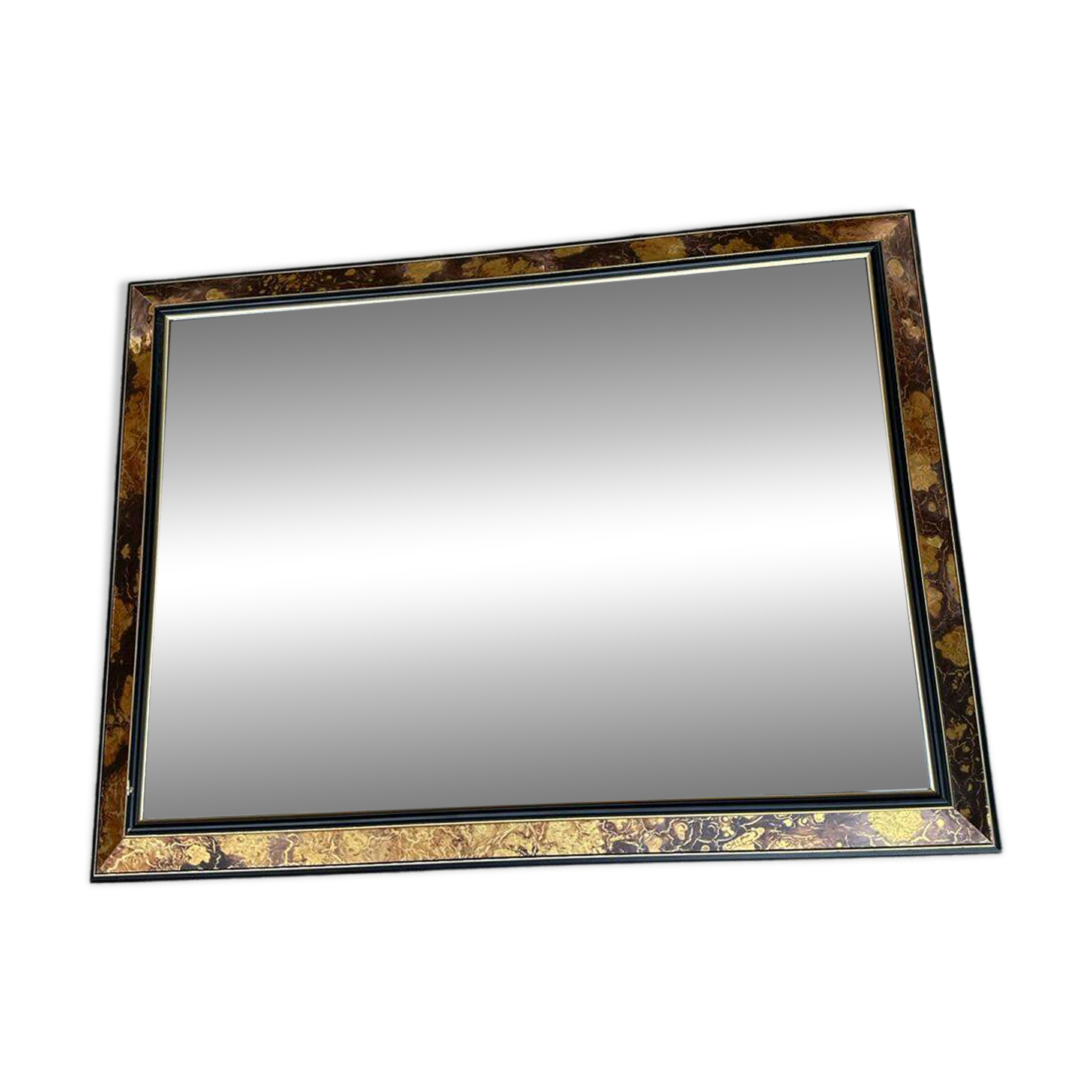 Miroir vintage biseauté doré Mid-Century 80x60cm