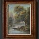 Huile sur panneau paysage de bord de rivière par J. Audry XXe