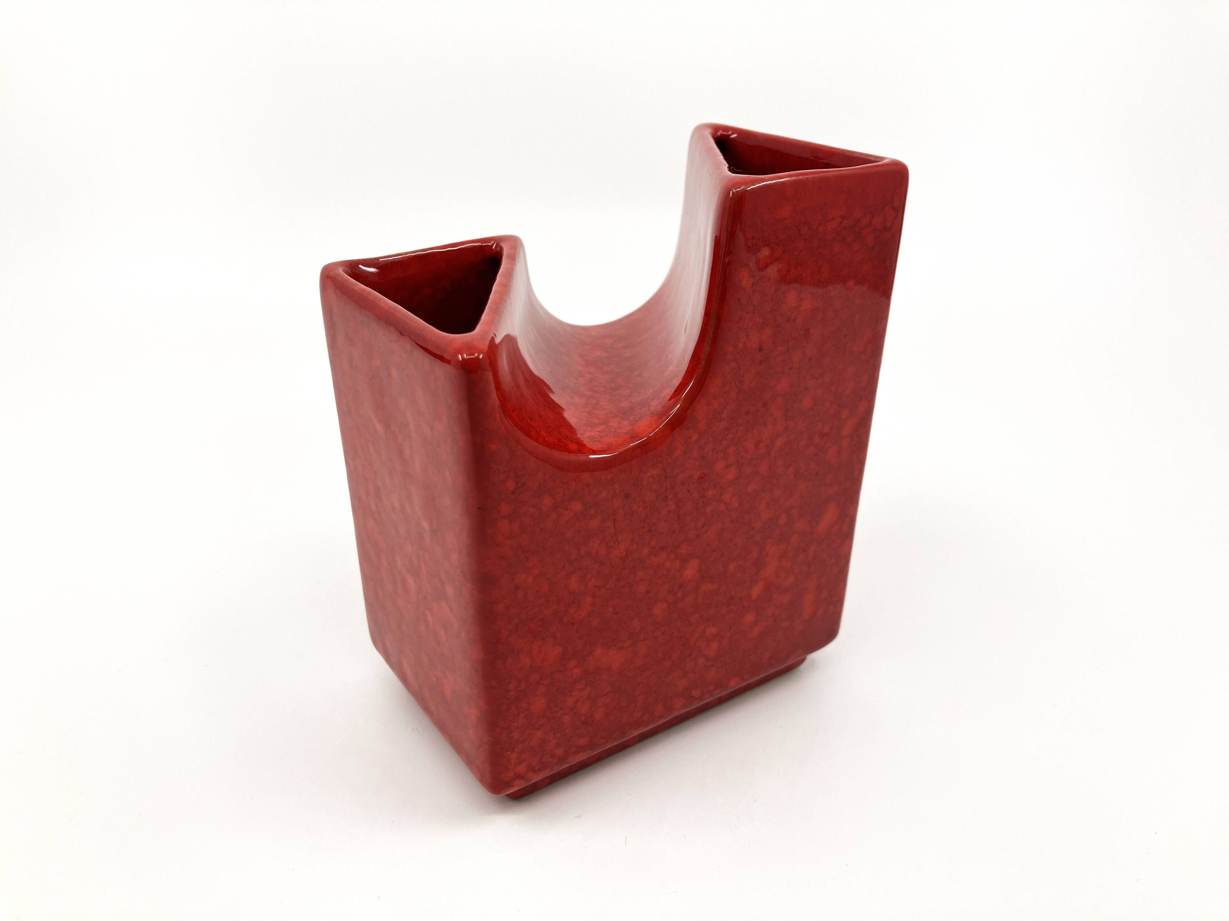 Vase with 2 necks by Roberto Rigon for Bertoncello • Italy • Circa 1970
